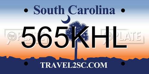 565KHL South Carolina License Plate