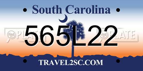 565L22 South Carolina License Plate