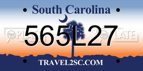 565L27 South Carolina License Plate