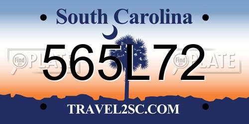 565L72 South Carolina License Plate