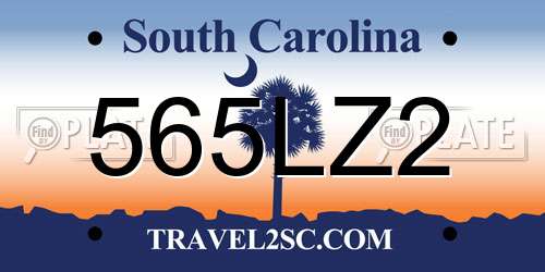 565LZ2 South Carolina License Plate