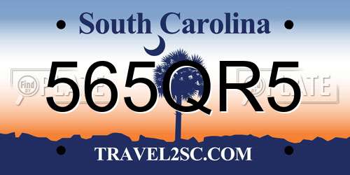 565QR5 South Carolina License Plate