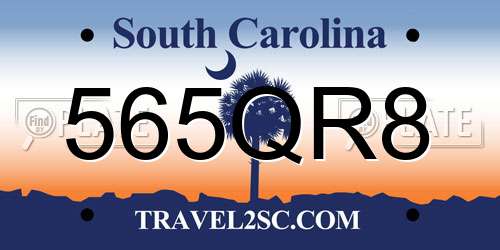 565QR8 South Carolina License Plate