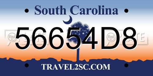 56654D8 South Carolina License Plate