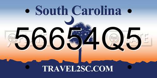 56654Q5 South Carolina License Plate