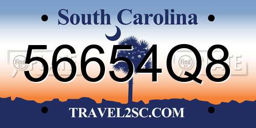 56654Q8 South Carolina License Plate