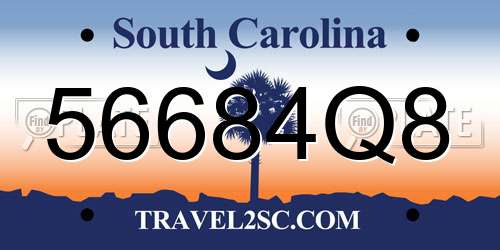 56684Q8 South Carolina License Plate