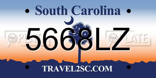 5668LZ South Carolina License Plate