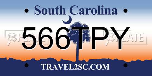 566TPY South Carolina License Plate