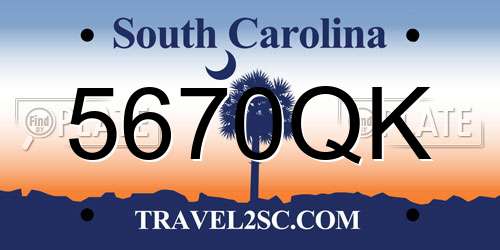 5670QK South Carolina License Plate