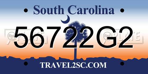 56722G2 South Carolina License Plate