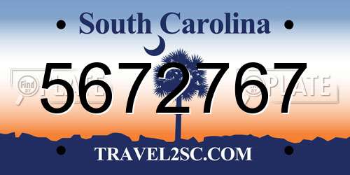 5672767 South Carolina License Plate