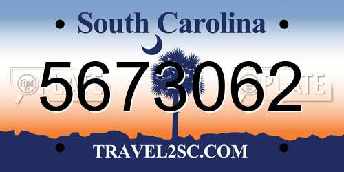 5673062 South Carolina License Plate