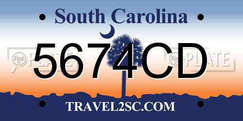 5674CD South Carolina License Plate