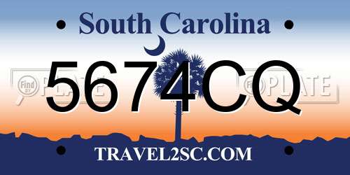 5674CQ South Carolina License Plate