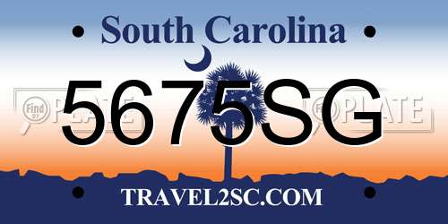 5675SG South Carolina License Plate
