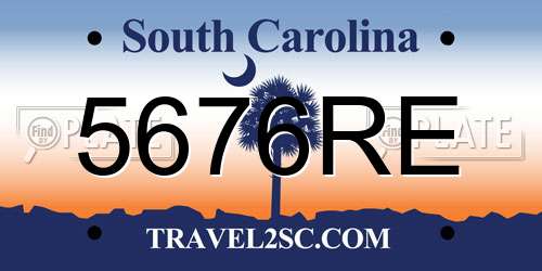 5676RE South Carolina License Plate