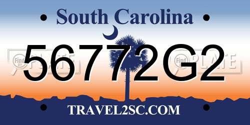 56772G2 South Carolina License Plate