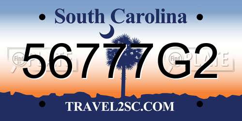 56777G2 South Carolina License Plate