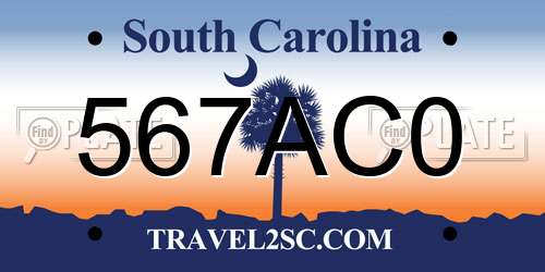 567AC0 South Carolina License Plate