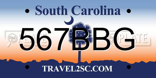 567BBG South Carolina License Plate