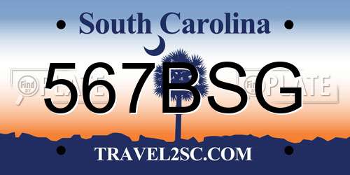 567BSG South Carolina License Plate