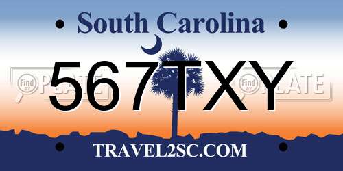 567TXY South Carolina License Plate