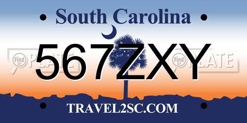 567ZXY South Carolina License Plate