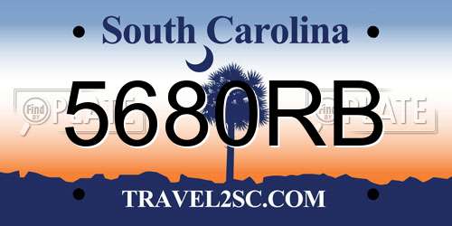 5680RB South Carolina License Plate
