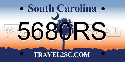 5680RS South Carolina License Plate