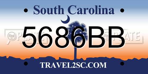 5686BB South Carolina License Plate