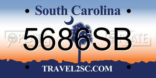 5686SB South Carolina License Plate