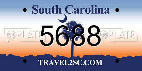 5688 South Carolina License Plate
