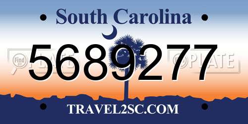 5689277 South Carolina License Plate