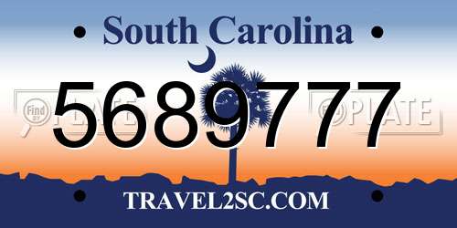 5689777 South Carolina License Plate