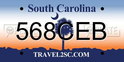 568CEB South Carolina License Plate