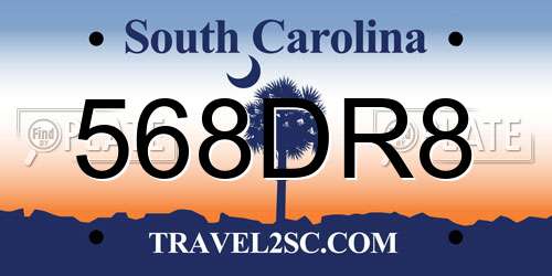 568DR8 South Carolina License Plate