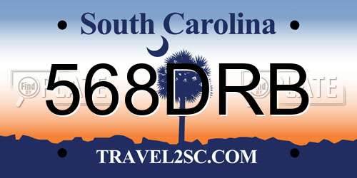568DRB South Carolina License Plate
