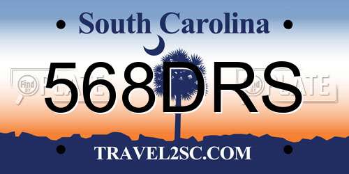 568DRS South Carolina License Plate