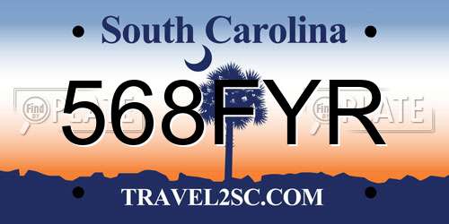 568FYR South Carolina License Plate