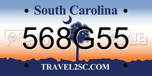 568G55 South Carolina License Plate