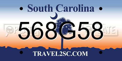 568G58 South Carolina License Plate