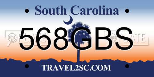 568GBS South Carolina License Plate