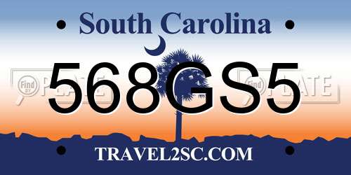 568GS5 South Carolina License Plate