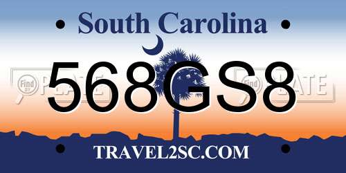 568GS8 South Carolina License Plate