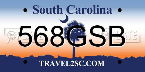568GSB South Carolina License Plate