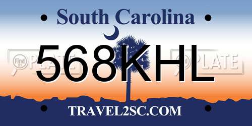 568KHL South Carolina License Plate