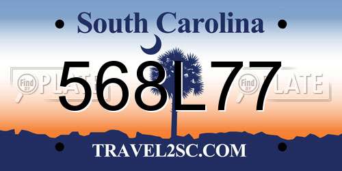 568L77 South Carolina License Plate