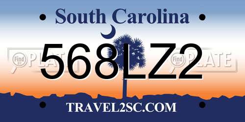 568LZ2 South Carolina License Plate