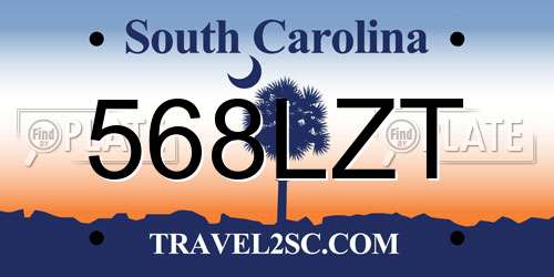 568LZT South Carolina License Plate